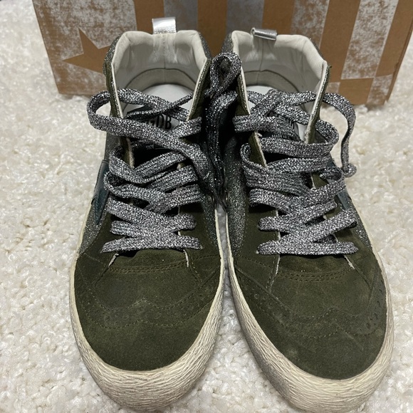 Golden Goose Mid Star Green Glitter Sz. 36 - Picture 5 of 14